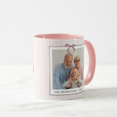 Cute Coquette Pink Bow Photo Christmas Tasse (VorderseiteRechts)