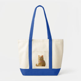Cute Coquette White Cat "I'm Just a Girl" Tote Bag Tragetasche