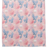Cute Corals Seashells Oysters In Ocean Pastel Pink Duschvorhang (Vorderseite)