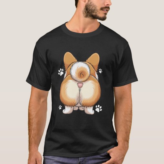 Cute Corgi Butt with Paw Prints T-Shirt (Vorderseite)