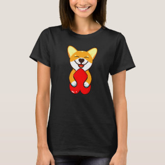 Cute Corgi Carry Heart Valentine Day Love Dog Man  T-Shirt