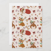 Cute Corgi Christmas Holiday Seamless Pattern Einladung (Vorne/Hinten)