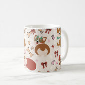 Cute Corgi Christmas Holiday Seamless Pattern Kaffeetasse (VorderseiteRechts)