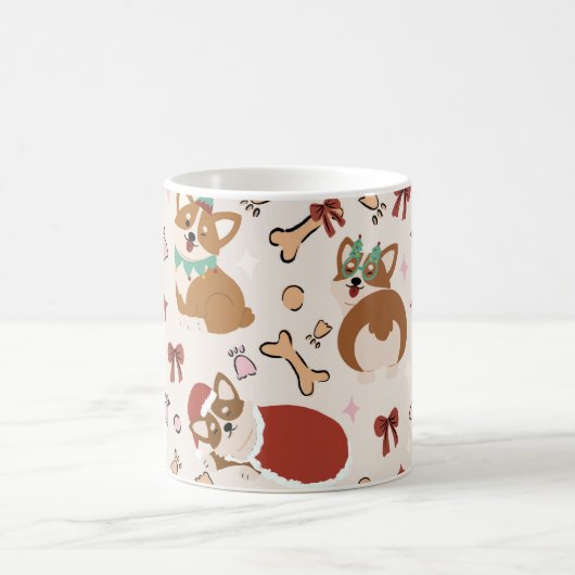 Cute Corgi Christmas Holiday Seamless Pattern Kaffeetasse (Mittel)