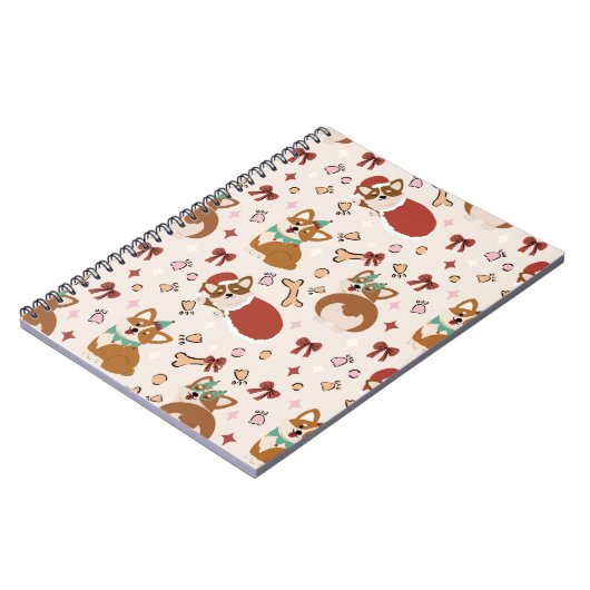 Cute Corgi Christmas Holiday Seamless Pattern Notizblock (Linke Seite)
