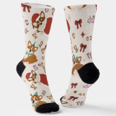 Cute Corgi Christmas Holiday Seamless Pattern Socken (Gewinkelt)