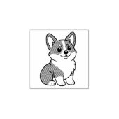Cute Corgi Dog 1x1 Gummistempel (Prägung)