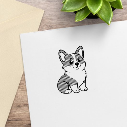Cute Corgi Dog 1x1 Gummistempel