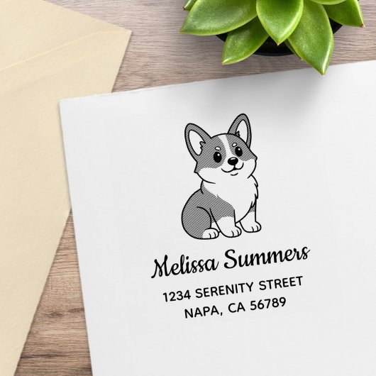 Cute Corgi Dog Address Gummistempel