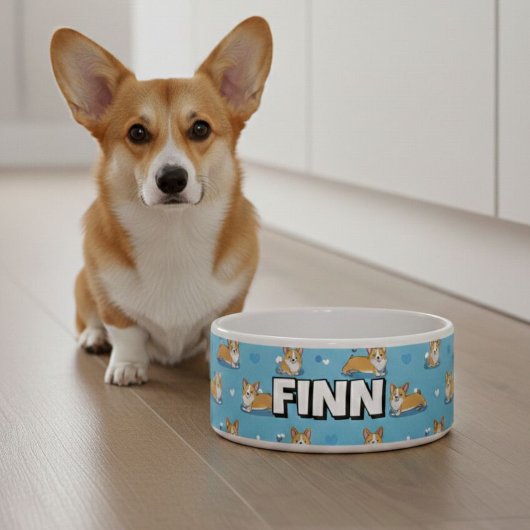 Cute Corgi Dog Bowls | Personalized Puppy Napf