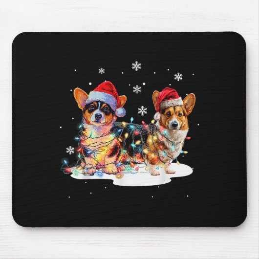 Cute Corgi Dog Christmas Lights Xmas Holidays Mousepad (Vorne)