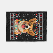 Cute Corgi Dog Christmas Reindeer Santa Hat Fleecedecke (Vorderseite (Horizontal))