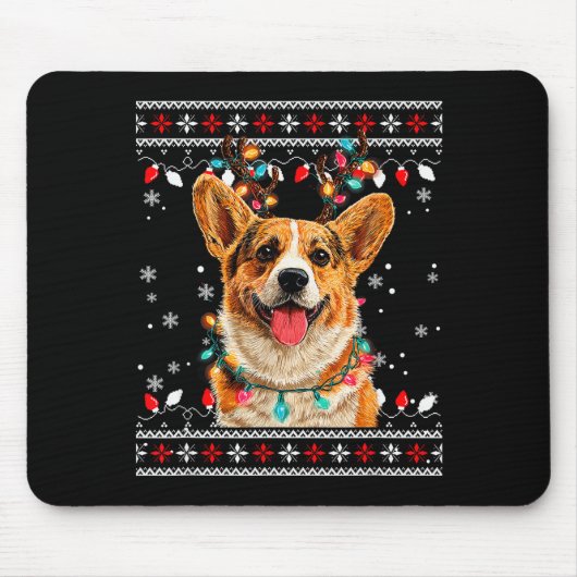 Cute Corgi Dog Christmas Reindeer Santa Hat Mousepad (Vorne)