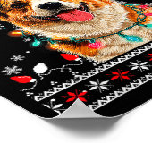 Cute Corgi Dog Christmas Reindeer Santa Hat Poster (Ecke)