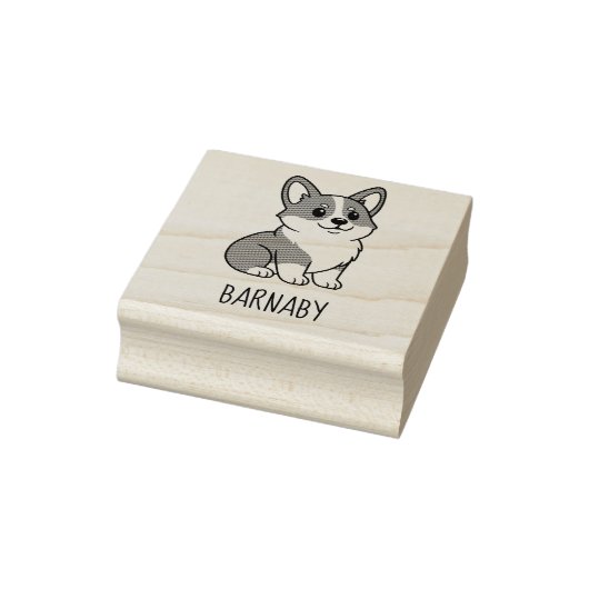 Cute Corgi Dog Custom Name Gummistempel (Stempel)