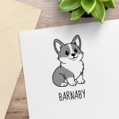 Cute Corgi Dog Custom Name Gummistempel