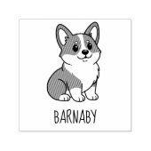 Cute Corgi Dog Custom Name Permastempel (Design)
