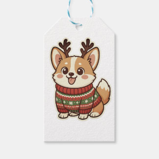 Cute Corgi Dog in Ugly Christmas Sweater Gift Wrap Geschenkanhänger