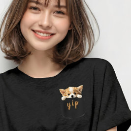Cute Corgi Dog Peeeking Out Fake Pocket T-Shirt