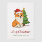 Cute Corgi Dog Red Hat with Christmas Tree Insert Pergament Einladungen (Vorderseite)