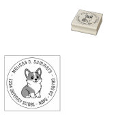 Cute Corgi Dog Round Address Gummistempel (Stempel)