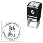 Cute Corgi Dog Round Address Permastempel (Beispiel)