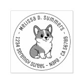 Cute Corgi Dog Round Address Permastempel (Design)