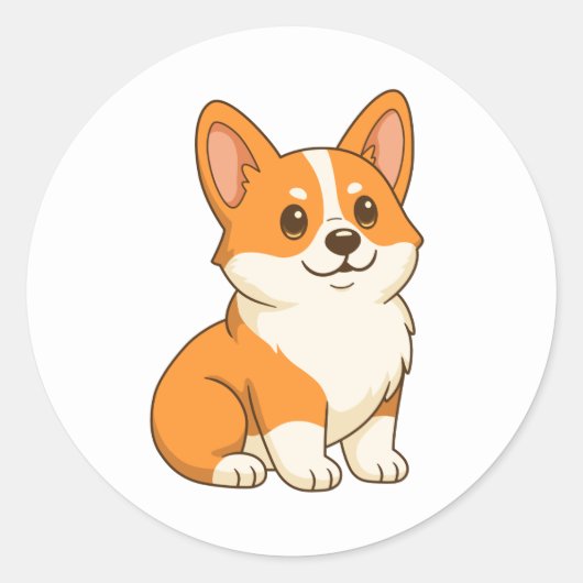 Cute Corgi Dog Runder Aufkleber (Vorderseite)