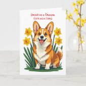 Cute Corgi Dog With Daffodils Karte (Gelbe Blume)