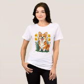 Cute Corgi Dog With Daffodils Tri-Blend Shirt (Vorderseite voll)