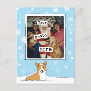 Cute Corgi in the Snow Xmas Holiday Foto Template Feiertagspostkarte