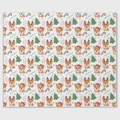 Cute Corgi Puppy Christmas Tree Holidays Geschenkpapier (Flach)