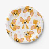 Cute Corgi with Hearts Birthday Pappteller (Vorderseite)