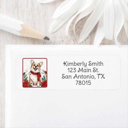Cute Corgie Christmas Return Address  (Insitu)