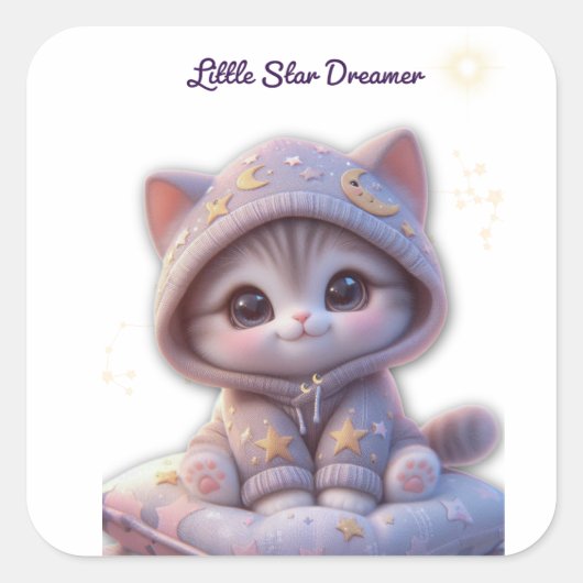 Cute Cosmic Cat Sticker (Vorderseite)