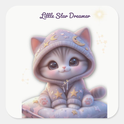 Cute Cosmic Cat Sticker (Vorderseite)
