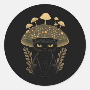 Cute Cottagecore Aesthetic Cat Mushroom Women Kids Runder Aufkleber