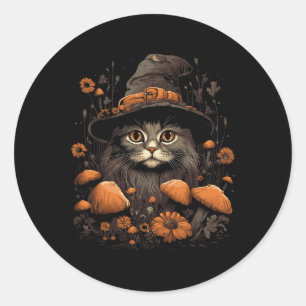 Cute Cottagecore Aesthetic Cat Mushroom Women Kids Runder Aufkleber