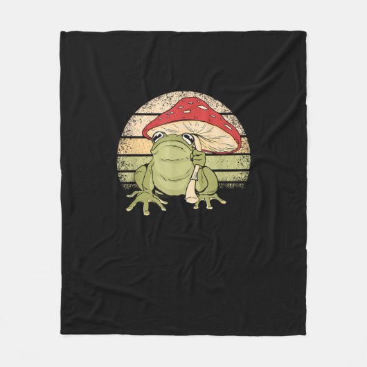 Cute Cottagecore Aesthetic Frog Mushroom Goblincor Fleecedecke (Vorderseite)
