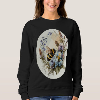 Cute Cottagecore Botanic Wildflower Bumblebee Wate Sweatshirt