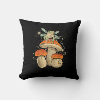 Cute Cottagecore Mushroom Frog Goblincore Style Kissen