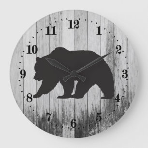 Cute Country black bear Große Wanduhr
