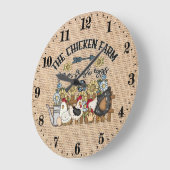 cute Country chicken farm fresh eggs Große Wanduhr (Winkel)