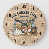 cute Country chicken farm fresh eggs Große Wanduhr (Vorderseite)