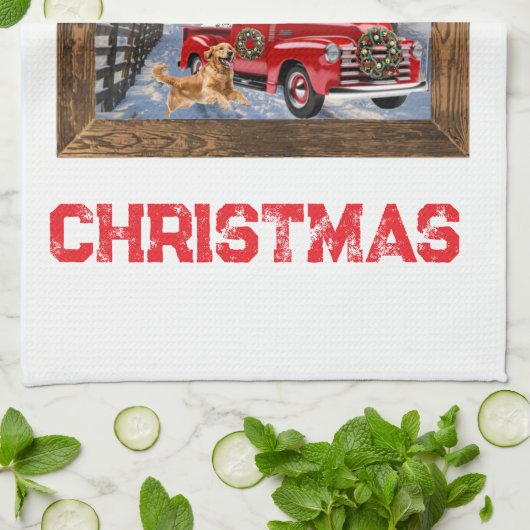 Cute Country Christmas Holiday Farm Kitchen Towel Geschirrtuch (Gefaltet)