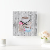 Cute Country coffee bar Quadratische Wanduhr (Zuhause)