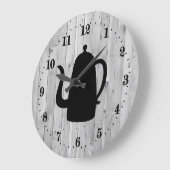 cute Country coffee pot word art Large Clock Große Wanduhr (Winkel)