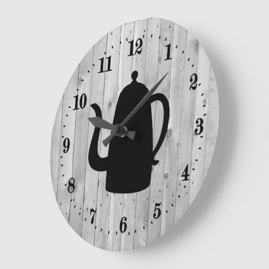 cute Country coffee pot word art Large Clock Große Wanduhr (Winkel)