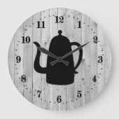 cute Country coffee pot word art Large Clock Große Wanduhr (Vorderseite)