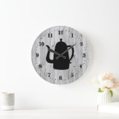 cute Country coffee pot word art Large Clock Große Wanduhr (Zuhause)